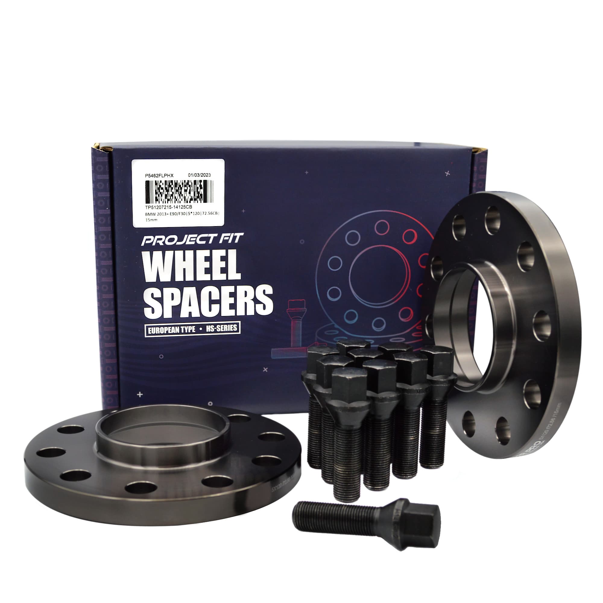 15mm Hub-Centric Wheel Spacer Kit — BMW 2013+ E90 / F30 5x120 72.56 CB, Conical Seat Bolts